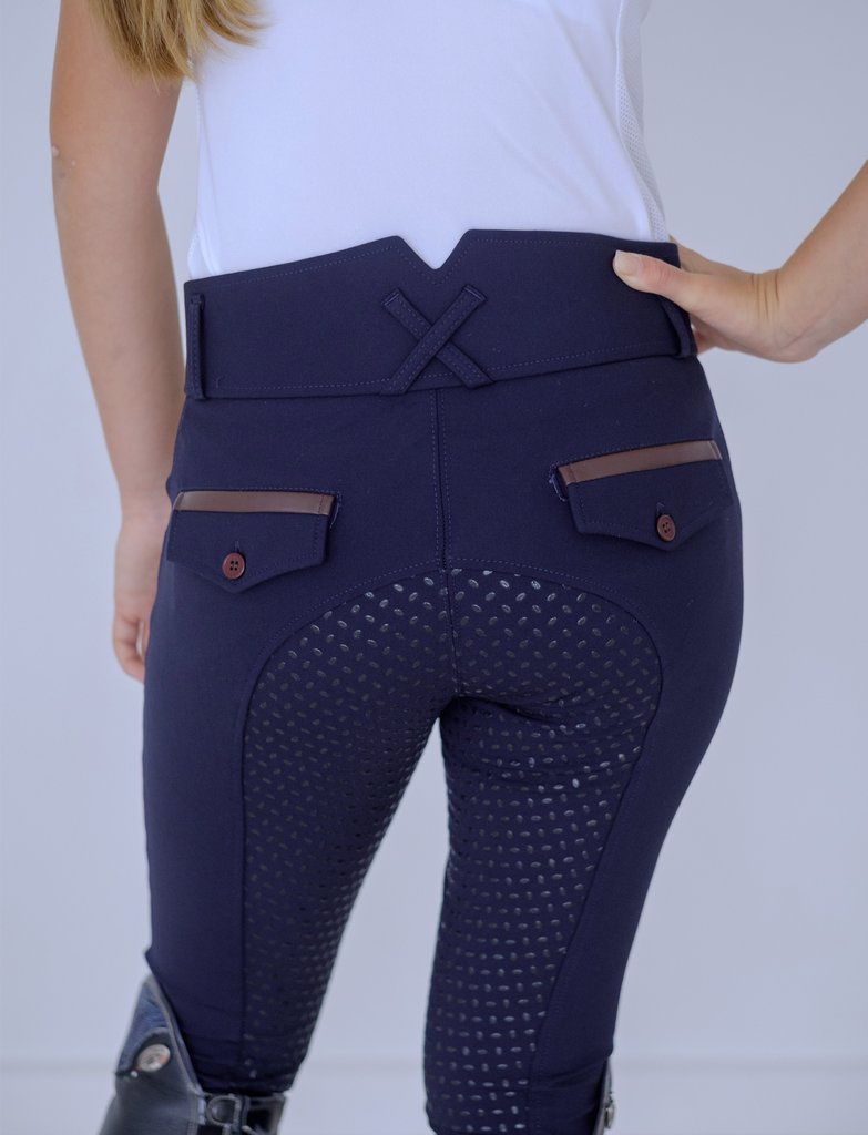 Beyond The Bit ‘Anna’ Navy Breech With Faux Leather Trim – Fountain